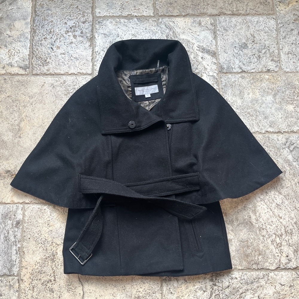 Andrew Marc Black Cape Jacket
